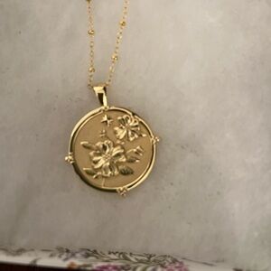 Gold Floral Medallion Necklace